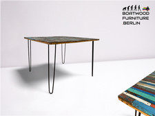 Boatwood by WMK # Einzigartiger Esstisch mit Tischplatte aus altem Bootsholz und