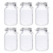6x 3000 ml Drahtbügelglas Fido Vorratsglas für Nudeln, Mehl, Müsli, Kaffeebohnen
