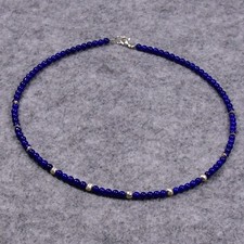 Lapislazuli Halskette, 925er Silber, Edelsteinhalskette (K2228)