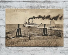 AK Gruß Norddeich Dampfer Segelschiff Fahrrad Ansichtskarte alt Postkarte Deko
