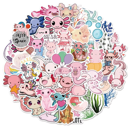 100x axolotl sticker deko - axolotl,