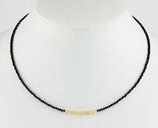 Schwarz Spinell Kette mit Welo Opal edelsteinkette fein-schliff  Damen Collier