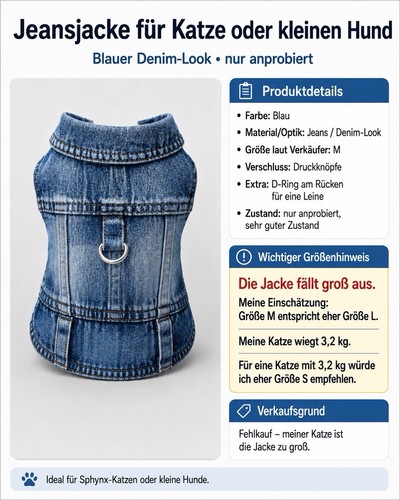 Jeansjacke für katze - jeansjacke, &
