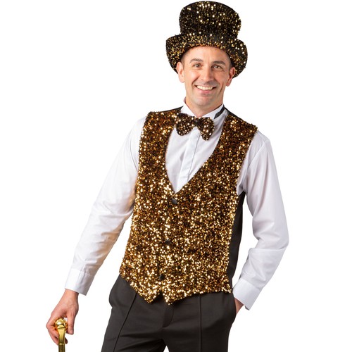 Weste mit pailletten - pailletten, gold