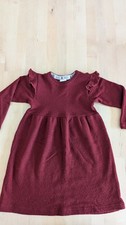 DILLING Kleid Mädchen, Größe 92, edles dunkles rot, Bio Merino-Wolle, weihnacht