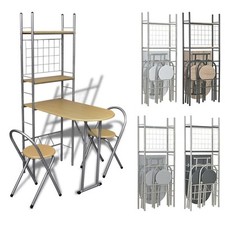 3-tlg. Küchentisch mit 2 Stühle Hocker Küchenbar Frühstückstheke Küchen Klappbar