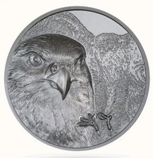 Silberműnze Mongolian Falcon 2 Oz Black Proof 2023 Ultra High Relief 1000 Togrog