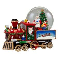 Schneekugel Spieluhr 25cm Weihnachtsmann Zug Polyresin Glas Weihnachtsdeko