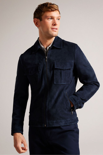 Herren marineblau lederjacke - herren,