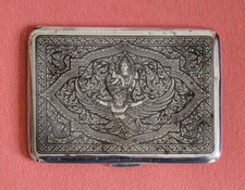 Etui Zigaretten, VKarten, 925 Silber, Niello, gestempelt Sterling Siam, Thailand