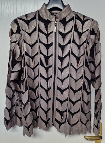 Lederjacke blattbesatz - lederjacke, 3d-blattbesatz