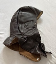 Orginal Leder Fliegerhaube mit Lammfellfutter handgenäht Vintage
