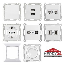 Steckdosen Schalter USB HDMI SAT Weiß CANDELA Unterputz