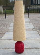 STEHLAMPE 60er 70er DESIGN rot HUSTADT Lampe VINTAGE Glasfuss beleuchtet RETRO