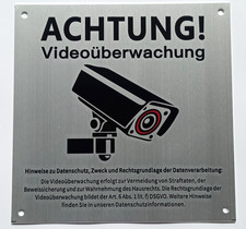 Achtung Videoüberwachung Schild Alu wetterf.  Kamera Symbol 15x15 cm Außenschild