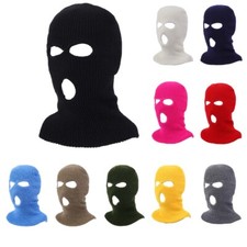 Neu 3 Loch Vollgesichtsabdeckung Weiche Winter Sturmhaube Warme Strick Skimaske 