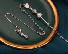 N37 Halskette tibetisch-buddhistisch Vajra Gebetsmühle 55 cm Sterling Silber 925