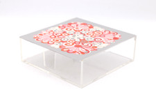 WMF Serviettenhalter Servietten-Box 70er Jahre Acrylglas Metalldeckel 14,5 x 14