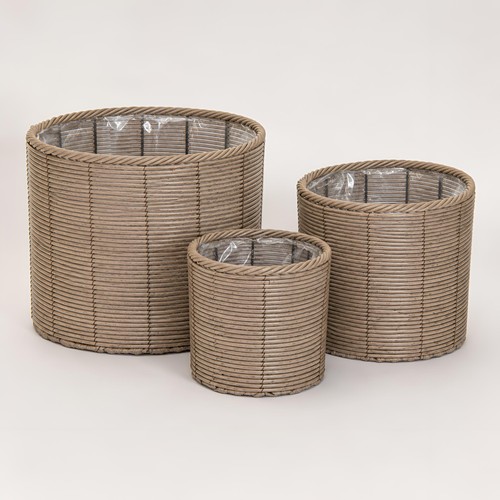 Rattan blumentopf set 3er - rattan,