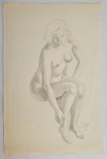 Zeichnung Bleistift Personen Dame Akt Sitzend August Wilhelm Dressler 1946