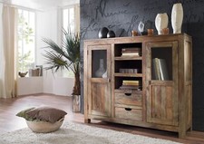 Natur Echtholz Kommode grau