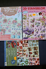 3x3D-StanzBogen A4Bücher Blumen Janneke Brinkman romantisch Nostalgie Glitter