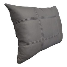 Graues Echt Leder Dekokissen