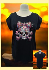 Damen Long Slub Shirt " Bling Bling Skull "! Gr. L!