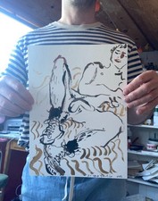 original Gouache Gemälde, Gay