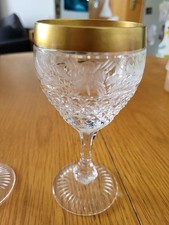 Klokotschnik  6 Weingläser Kristallglas geschliffen  Goldrand