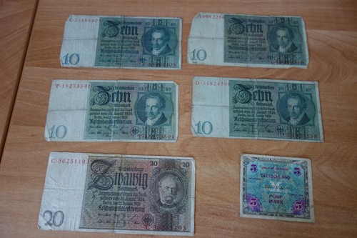 Reichsmark banknoten 4x10 - banknoten, mark