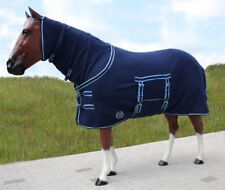 Abschwitzdecke aus Fleece mit Halsteil und Bauchlatz blau 125 135 145 155cm