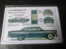 Blechschild Schild 20x30 Chevrolet Impala 1958 blau, Info-Bild, Poster, Deko PK3