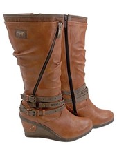 Mustang Damen Stiefelette Gr. 39 Braun Modisch Keilabsatz Reißverschluss