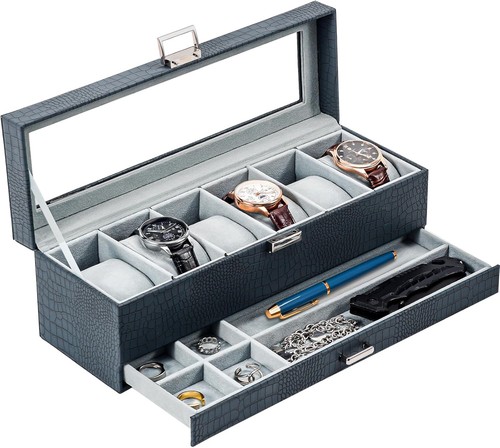 Uhrenbox mit glasdeckel 6 - uhrenbox, glasdeckel,