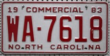North Carolina Nummernschild USA Kennzeichen License Plate US Car Schild WA 7618