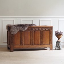 Antike Eichenholz Truhe mit