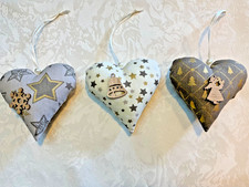 Herzen 3 tlg. ❤️ Tilda Landhaus Handarbeit Weihnacht Advent Tannenbaum Reh Stern