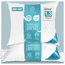 2er Set 3-Kammer Kopfkissen 80x80 Daunenkissen Federkissen 1600g Zertifiziert !