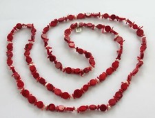 VINTAGE KORALLE SCHMUCK HALSKETTE LANGE KETTE NATUR PERLE KORALLENKETTE 80er