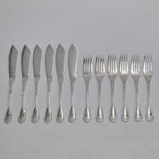 Christofle Chinon Fisch Besteck Tafelsilber Augsburger versilbert für 6 Personen