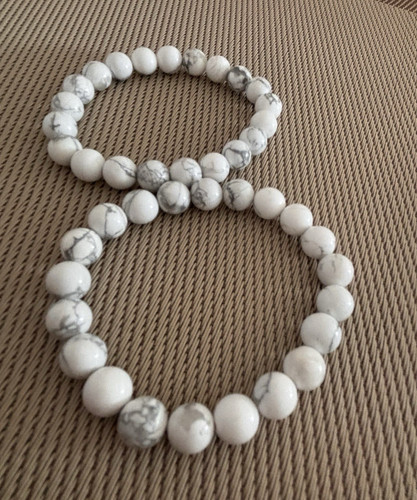 Howlith perlenarmband rund - 2x,