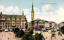 AK BERLIN Alexanderplatz, GRAND HOTEL, Kirche, Straße, Tram um 1906