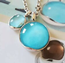 CHARLOTTE Ehinger Schwarz Anhänger Wave Cup  Bergkristall/Türkis 925 Silber NEU