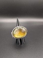 UNO DE 50 - Statement-Ring, Glasstein gelb-grün, versilbert, Gr. 55