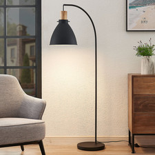 Lindby Trebale Stehleuchte Stehlampe Lampe Wohnzimmerlampe Leuchte schwarz holz