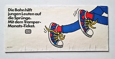 Deutsche Bundesbahn DB Waggonwerbeschild Tramper-Monats-Ticket