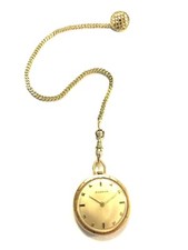 Taschenuhr mit Uhrkette, Dugena, Handaufzug, vergoldet, Doublé, 3 x punziert!