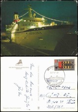 Ansichtskarte  MS "Arkona" VEB Deutfracht Seereederei Rostock bei Nacht 1986