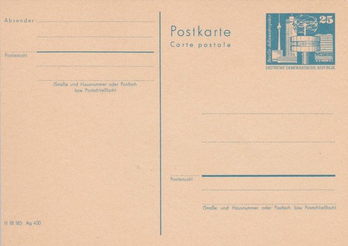 Ddr ganzsachen postkarte - ddr, ganzsachen-postkarte
